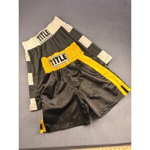 Title Boxing Shirts - Set of 2, Blk/Yellow Satin Blk/Wht Polyester, Men's Small